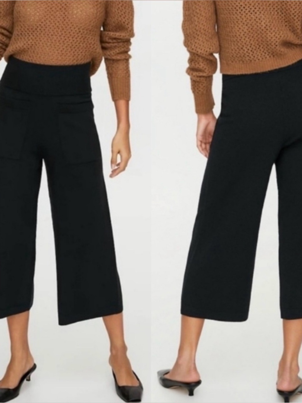 Wilfred Black Merino Wool Blend Wide Crop Palazzo Pants